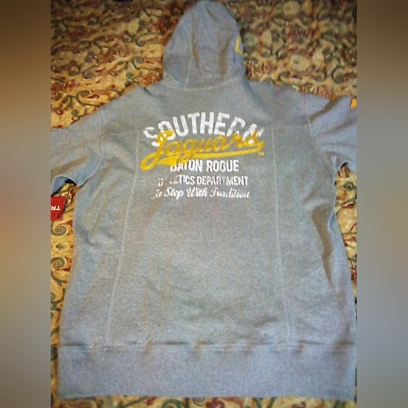Southern University Jaguars HBCU New Era Distressed Hoodie Jacket Men's XL Gray - Picture 2 of 16